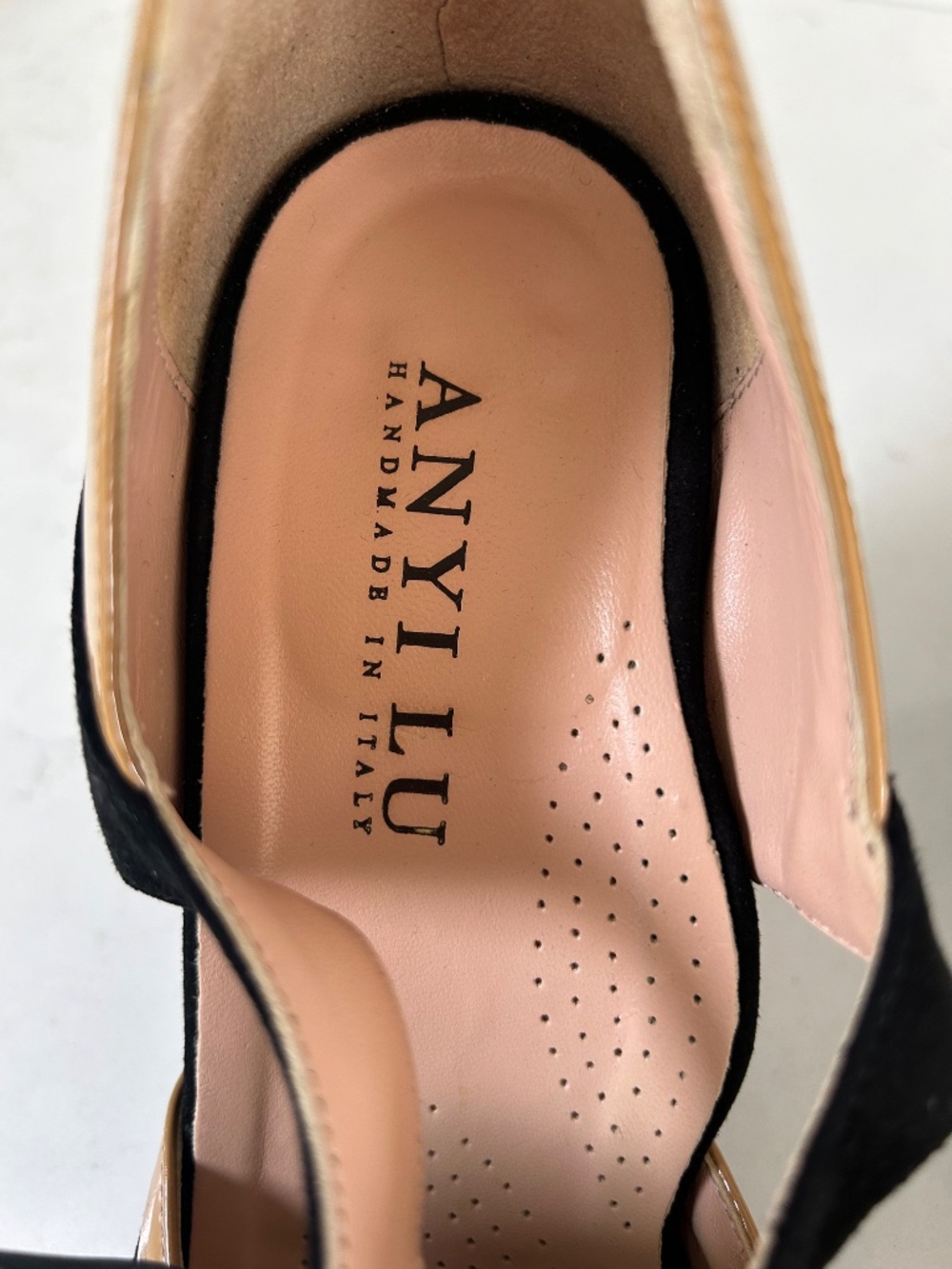 Anyi Lu JOLIE Black and (Blush) Tan Heels with Bow • Sz 40 (US 9- 9.5)Worn Once - Picture 3 of 8